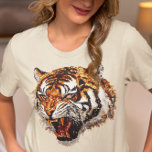 Snarling Tiger Portrait Faux Sequin look  T-Shirt<br><div class="desc">This design may be personalized by choosing the Edit Design option. You may also transfer onto other items. Contact me at colorflowcreations@gmail.com or use the chat option at the top of the page if you wish to have this design on another product or need assistance with this design. I am...</div>