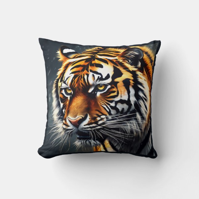 Snarling Tiger Square  Throw Pillow (Front)