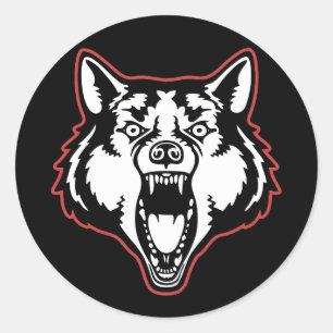 Snarling Wolf Classic Round Sticker