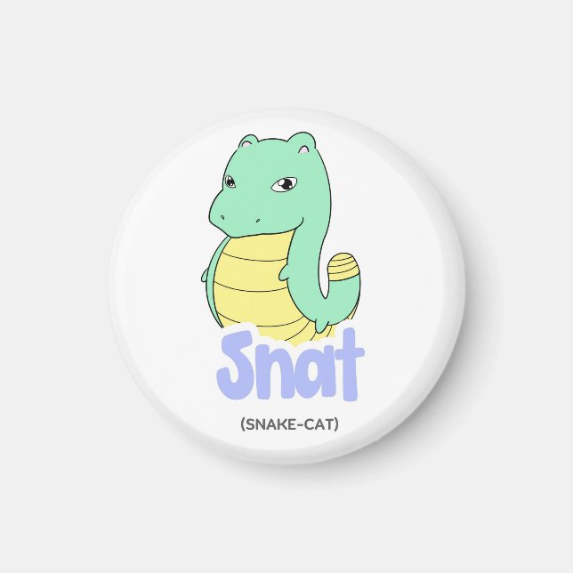 Snat (Snake + Cat) Cute Circle and Square Magnet (Front)