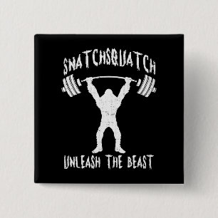 Snatchsquatch, Cartoon Big Foot, Beast, Funny Gym 2 Inch Square Button