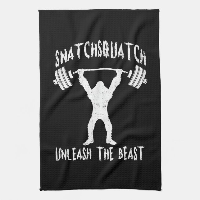 Snatchsquatch, Cartoon Big Foot, Beast, Funny Gym Kitchen Towel (Vertical)