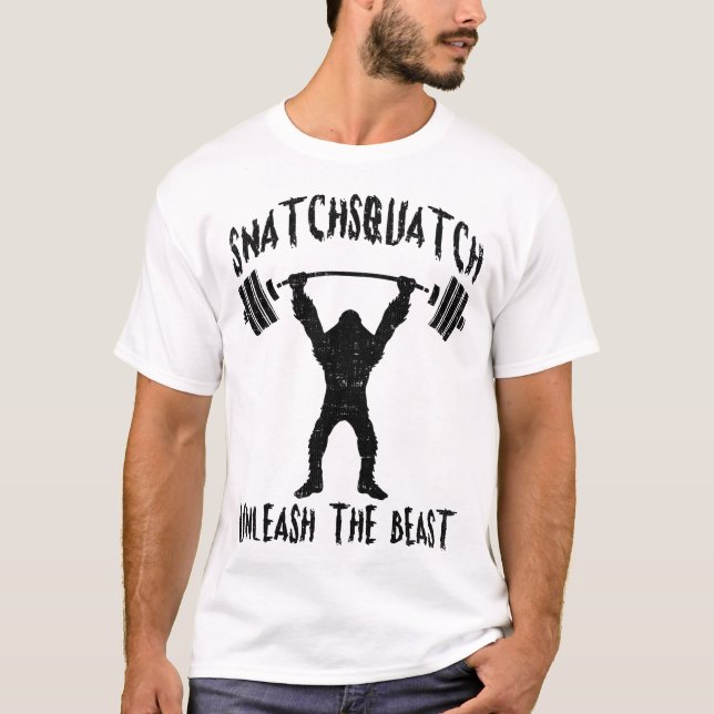 Snatchsquatch, Cartoon Big Foot, Beast, Funny Gym T-Shirt (Front)