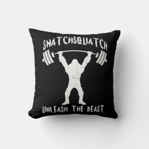 Snatchsquatch, Cartoon Big Foot, Beast, Funny Gym Throw Pillow