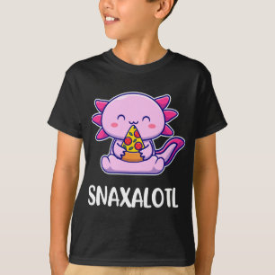 Snaxalotl Axolotl Cute Eating Pizza Snacks T-Shirt