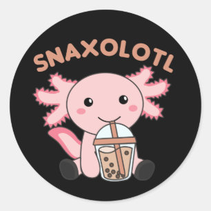 Snaxolotl Axolotl Bubble Tea Lovers Sweet Animals  Classic Round Sticker