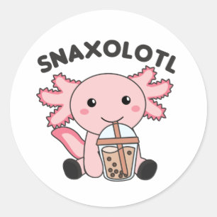 Snaxolotl Axolotl Bubble Tea Lovers Sweet Animals  Classic Round Sticker
