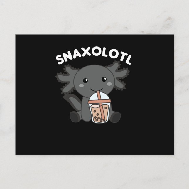 Snaxolotl Axolotl Bubble Tea Lovers Sweet Animals Postcard (Front)