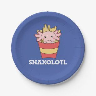 Snaxolotl Axolotl Lover Cute Animals Fries T-Shirt Paper Plate