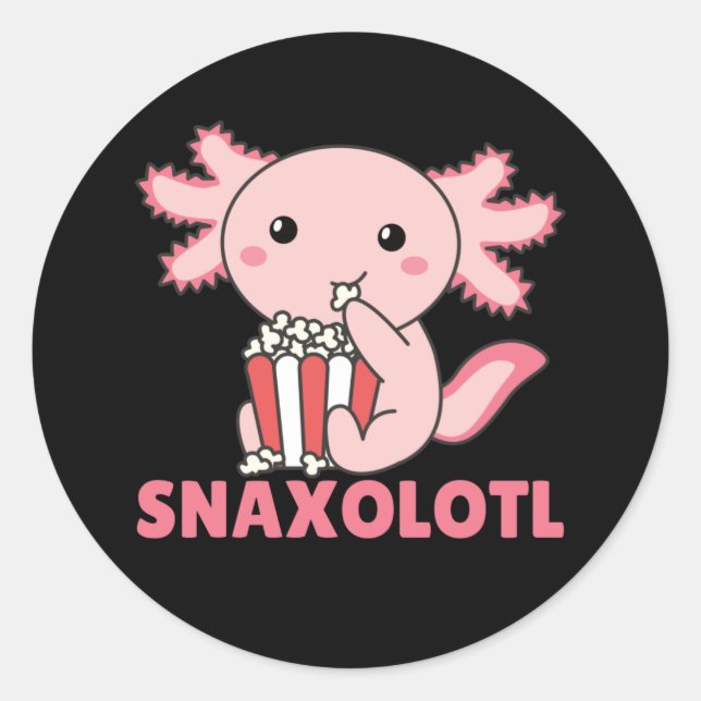 Snaxolotl Axolotl Lovers Sweet Animals Popcorn Cla Classic Round Sticker (Front)