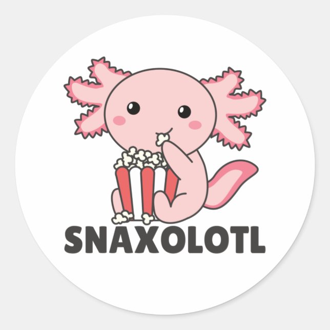 Snaxolotl Axolotl Lovers Sweet Animals Popcorn Cla Classic Round Sticker (Front)