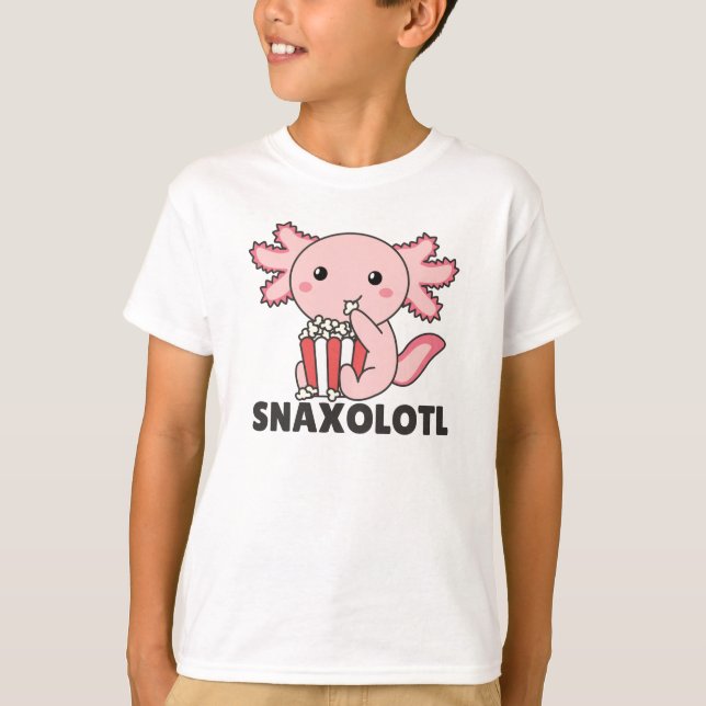 Snaxolotl Axolotl Lovers Sweet Animals Popcorn T-Shirt (Front)