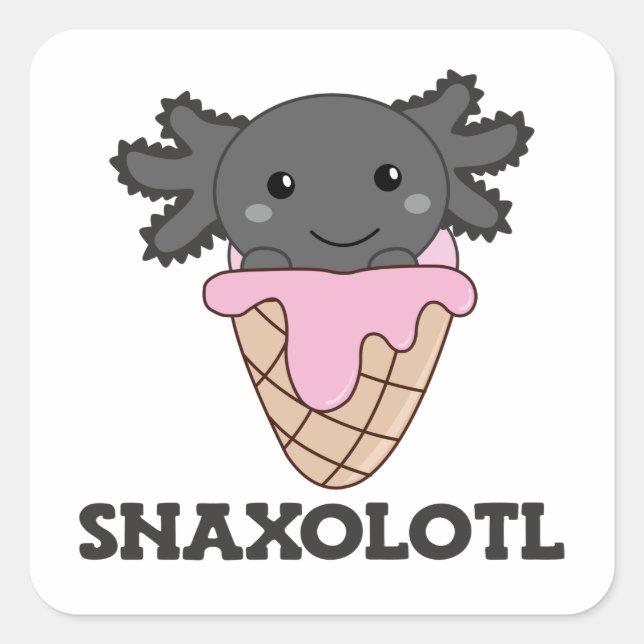 Snaxolotl Axolotl Strawberry Ice Lovers Sweet Squa Square Sticker (Front)