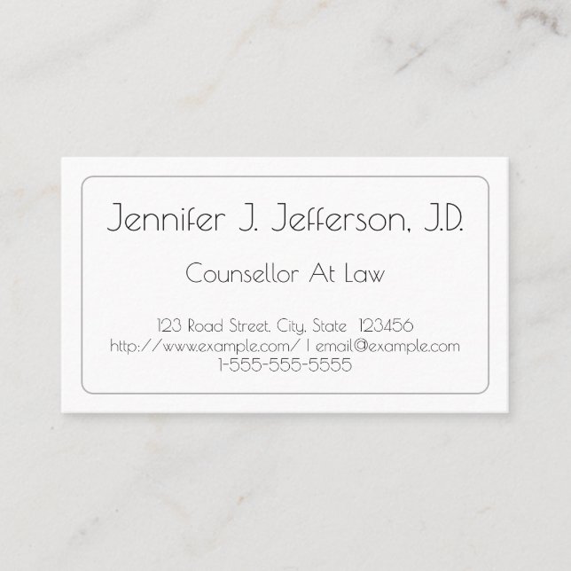 Snazzy Counsellor At Law Business Card (Front)