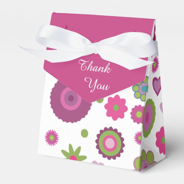 Snazzy Flower Pattern Thank You Favor Box (Front Side)