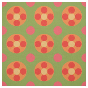 Snazzy Retro Red Field Poppies Pattern Fabric