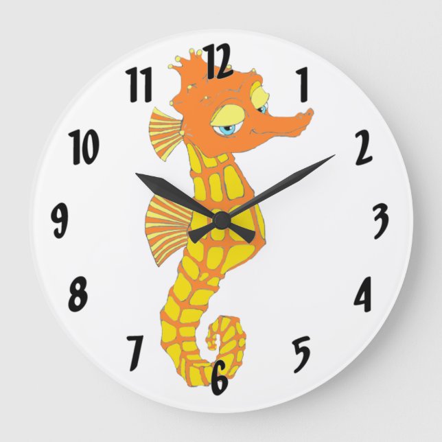 Snazzy Seahorse Large Clock (Front)