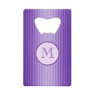 Snazzy Sophisticates Purple Custom Monogram Credit Card Bottle Opener