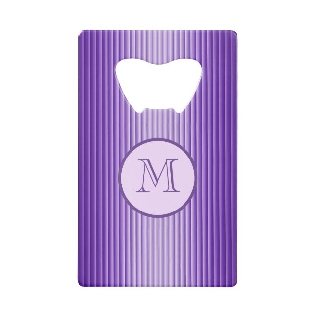 Snazzy Sophisticates Purple Custom Monogram Credit Card Bottle Opener (Front)