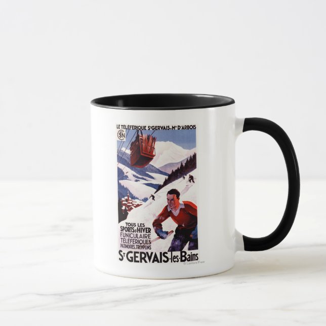 SNCF Railway Cable Car Promo Poster Mug (Right)