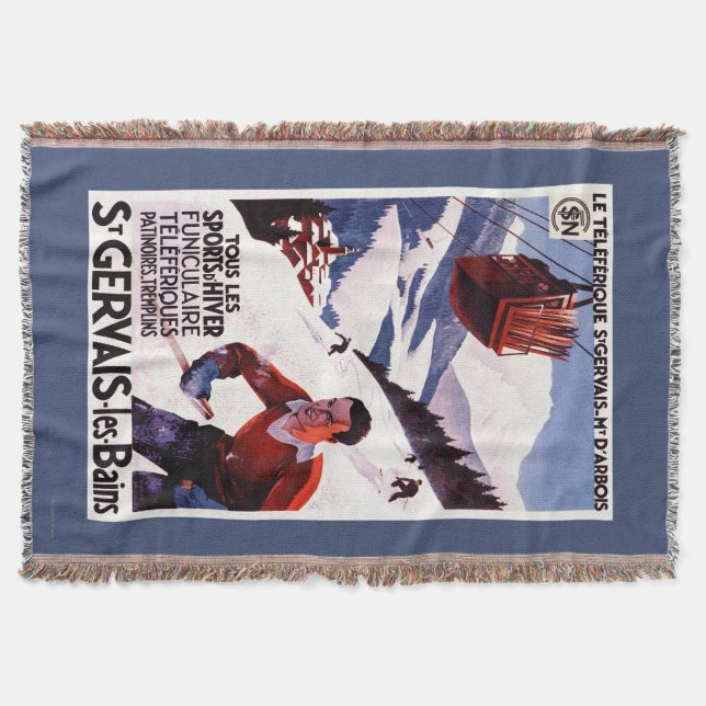 SNCF Railway Cable Car Promo Poster Throw Blanket (Front)