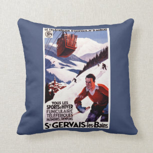 SNCF Railway Cable Car Promo Poster Throw Pillow