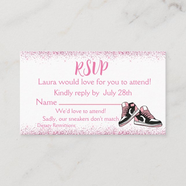 Sneaker Birthday, Glitter Sweet 16 RSVP,  Business Card (Front)