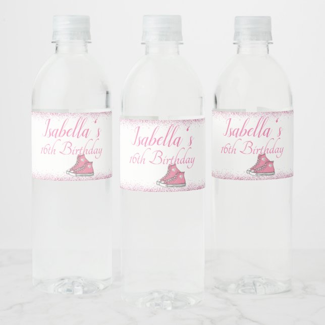 Sneaker Birthday, Glitter Sweet 16 Water Bottle Label (Bottles)