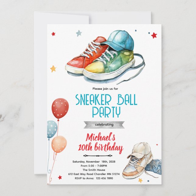 Sneaker Birthday Party invite (Front)