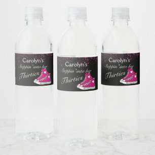 Sneaker Glitter 30th Birthday Water Bottle Label