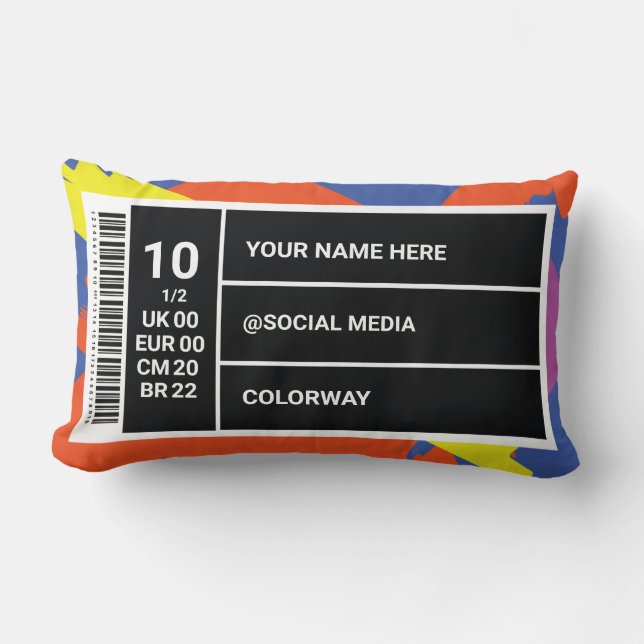 Sneaker Room Ideas Customizable Shoe Box Label 1/2 Lumbar Pillow (Front)
