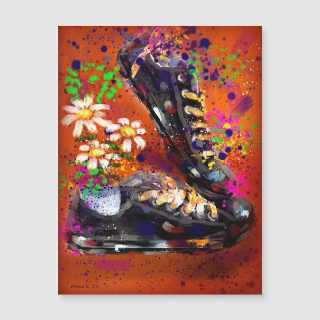 Sneakers and Daisies Impressionistic Orange Magnet (Front)