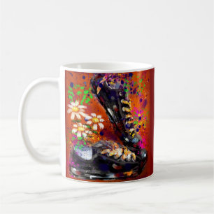 Sneakers and Daisies Impressionistic Orange White Coffee Mug