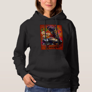 Sneakers and Daisies Impressionistic Orange White Hoodie