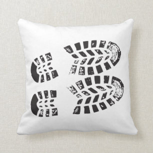 Sneakers Black & White Imprint Throw Pillow