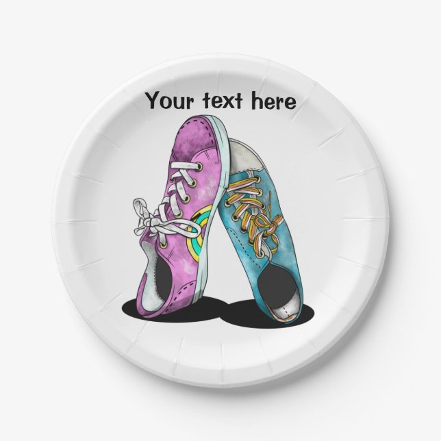 Sneakers Boyfriend and Girlfriend Paper Plate (Front)