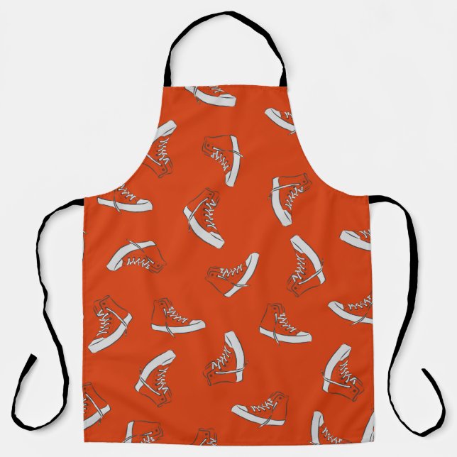 Sneakers Red: Vintage Seamless Print Apron (Front)