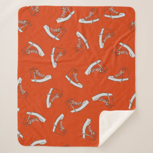 Sneakers Red: Vintage Seamless Print Sherpa Blanket