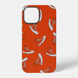 Sneakers seamless pattern on red background iPhone 12 case