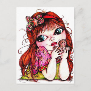 Sneaking A Gingerbread Cookie Postcard