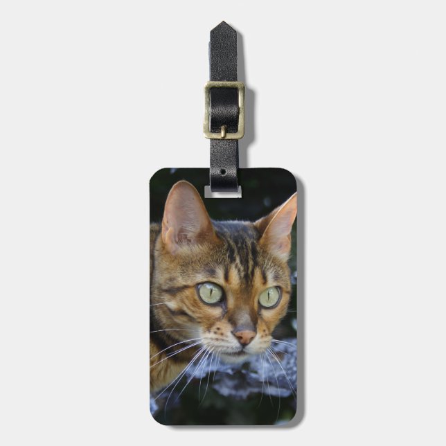Sneaking Bengal Cat Luggage Tag (Front Vertical)