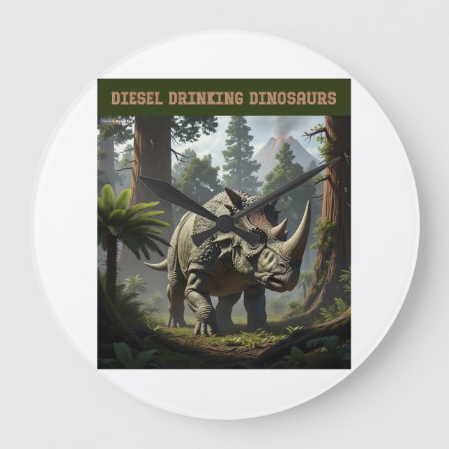 Sneaking triceratops large clock (Front)