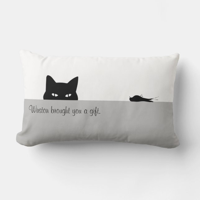 Sneaky Cat Brought You a Gift Lumbar Pillow (Front)