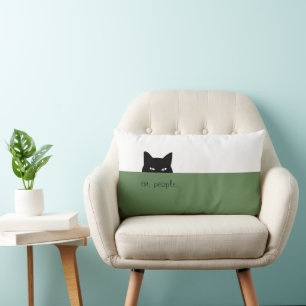 Sneaky Cat Ew People Photo Green Throw Pillow