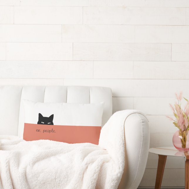 Sneaky Cat Ew People Photo Terracotta Throw Pillow (Couch)