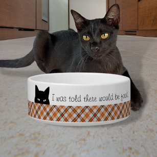 Sneaky Cat Madras Check Plaid Orange Grey Bowl