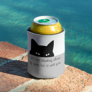 Sneaky Cat Not Drinking Alone Can Cooler