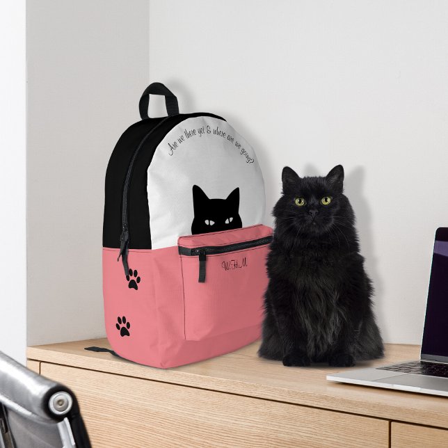 Sneaky Cat Pink Printed Backpack (Creator Uploaded)