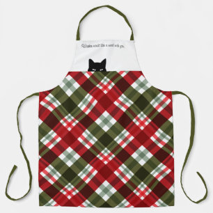 Sneaky Cat Royal Stewart Tartan Plaid Apron
