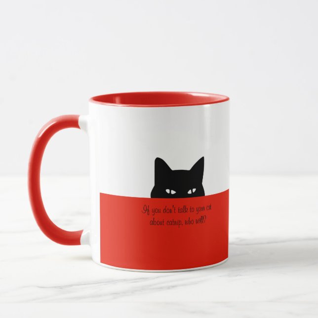 Sneaky Cat Talk to your Cat Mug Red (Left)